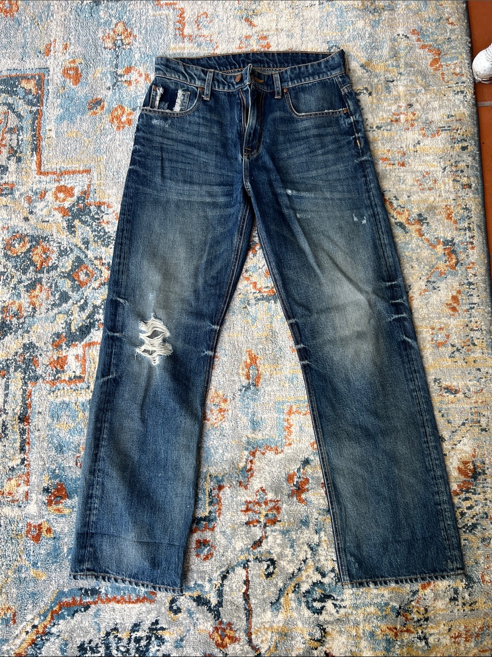 Fidelity Dark Blue Distressed Relaxed Jeans